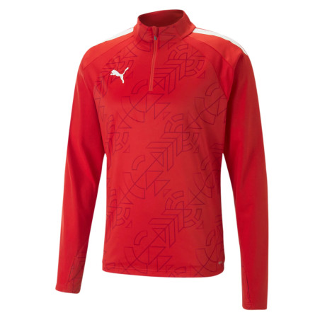 PUMA TEAMLIGA 1/4 ZIP TOP GRAPHIC ROUGE
